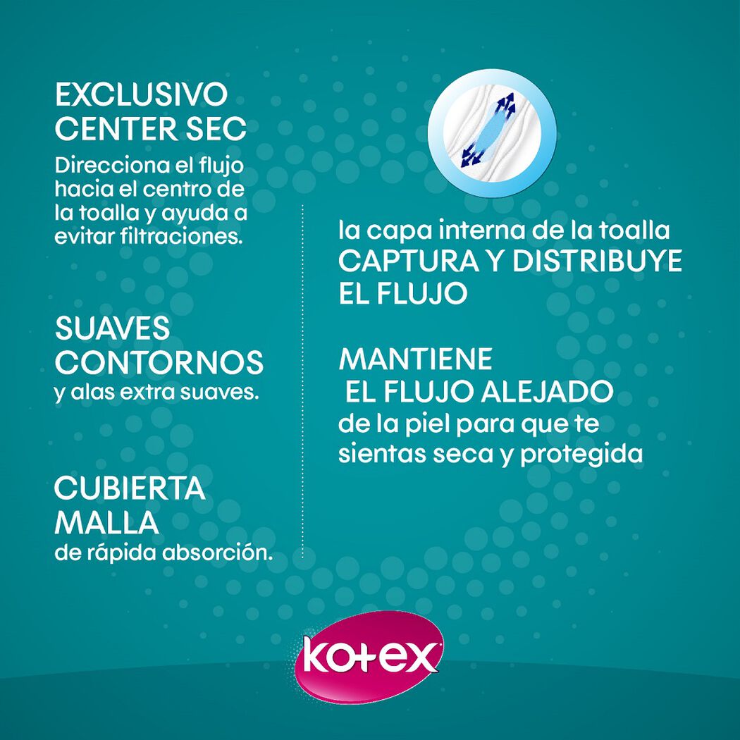 Toalla Higiénica Kotex Ultrafina Malla Con Alas 24 un, , large image number 2