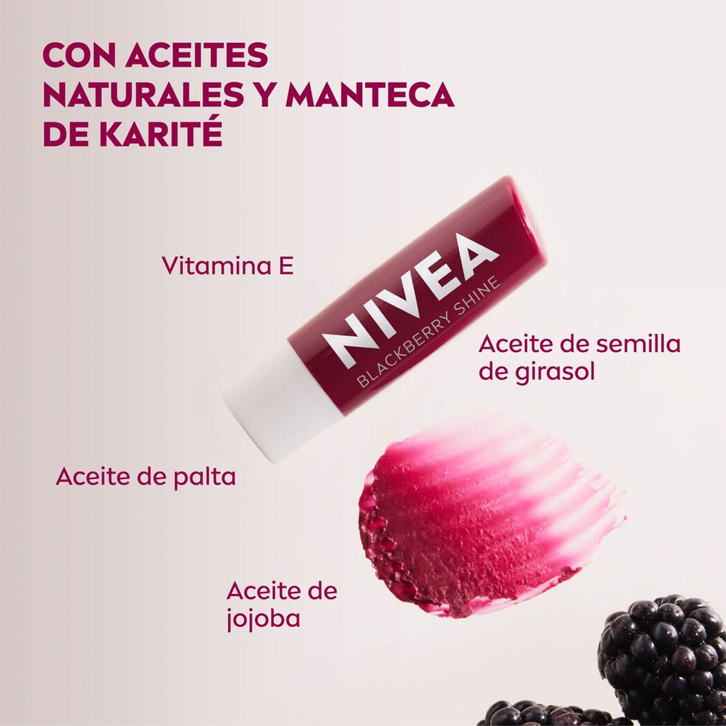 Protector Labial Nivea Blackberry Shine 5 mL, , large image number 4