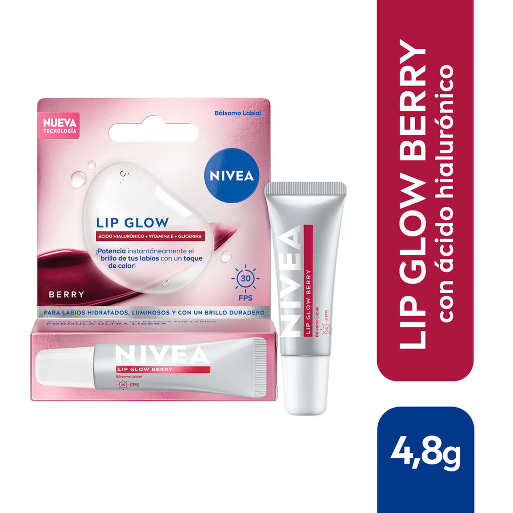 Lip Glow Nivea Berry con &aacute;cido hialur&oacute;nico 10 ml, , large image number 0