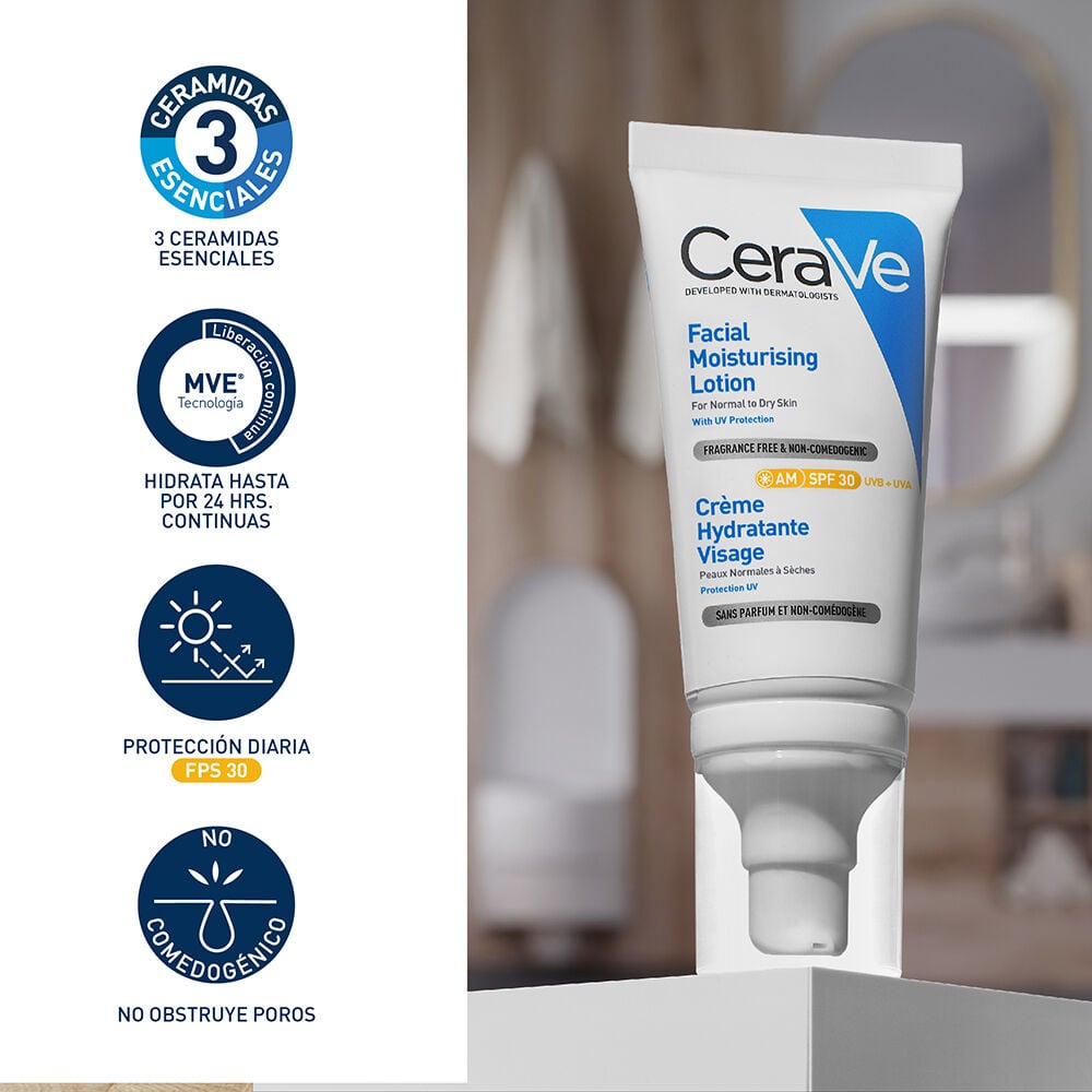 Loción Cerave Hidratante Facial AM SPF30 52ml