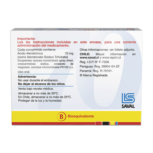 FOSVAL Ácido Alendrónico 70 mg 12 comprimidos, , large image number 1