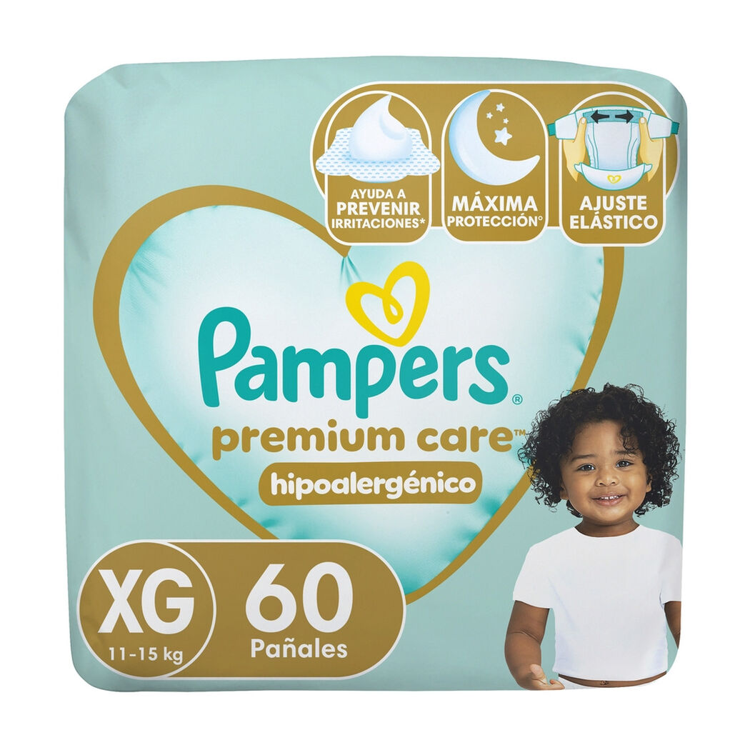 Pa&ntilde;ales Pampers Premium Care Hipoalerg&eacute;nico XG 60 un, , large image number 0