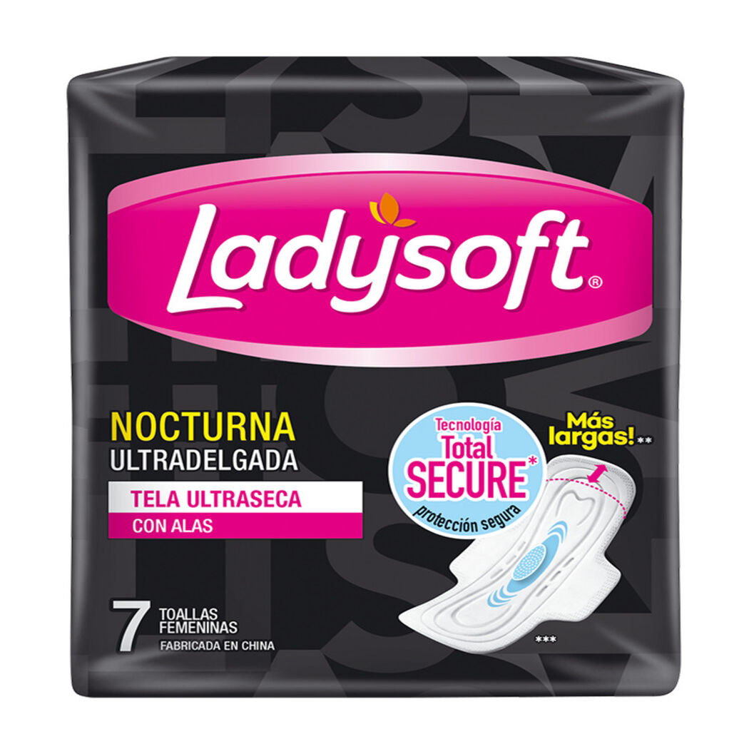 Toalla Higiénica Ladysoft Nocturna Ultra Delgada Tela Ultra Seca 7 un, , large image number 1