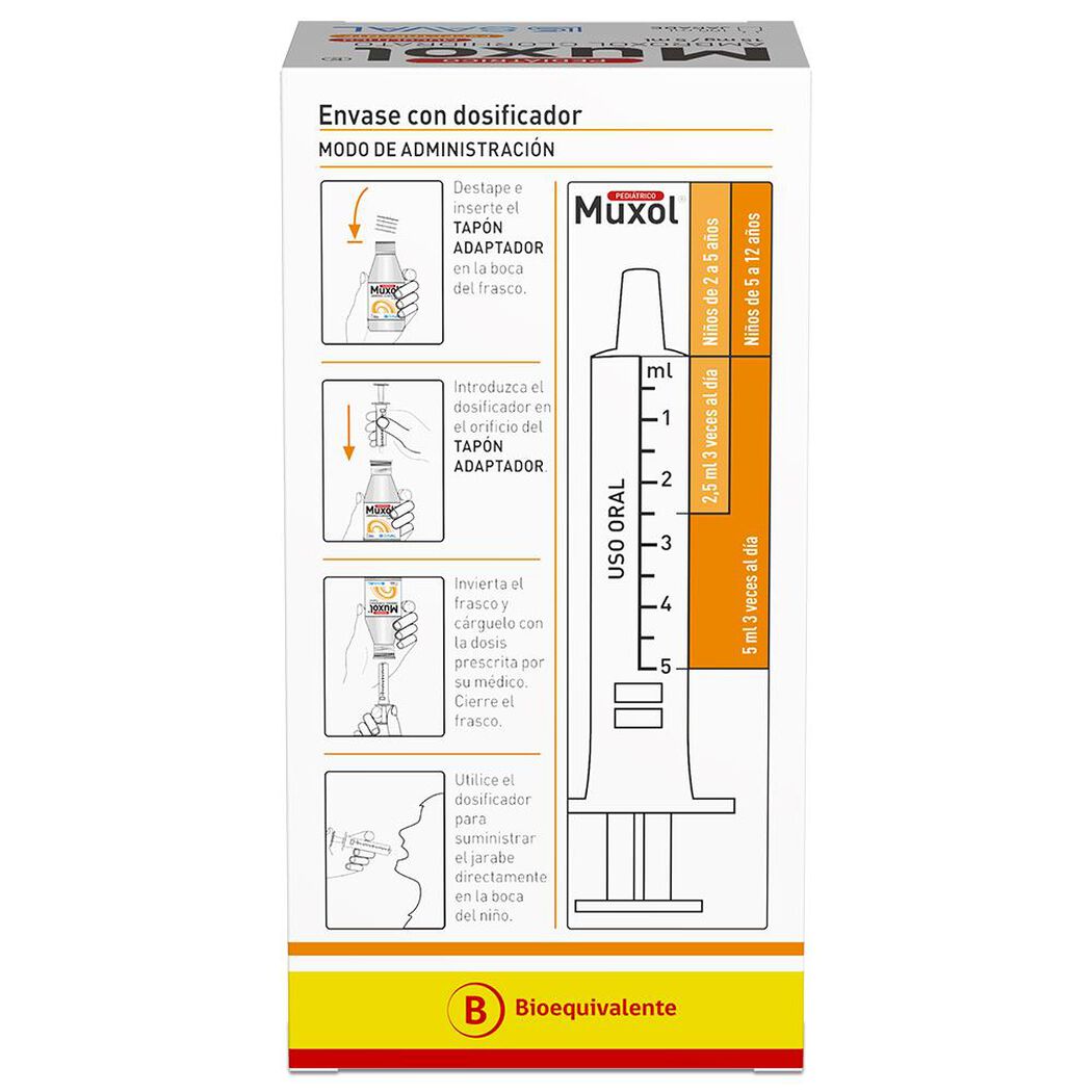 Muxol Jarabe Pediátrico Ambroxol Clorhidrato 300 mg 100 ml, , large image number 4