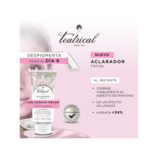 Teatrical Aclaradora Crema Facial 75 Ml, , large image number 2