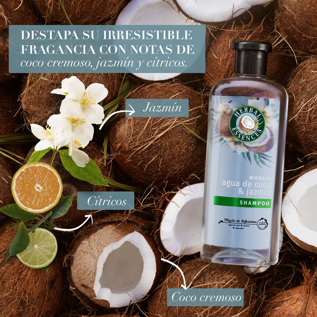 Shampoo Herbal Essences Agua de Coco y Jazmín 400 mL, , large image number 3