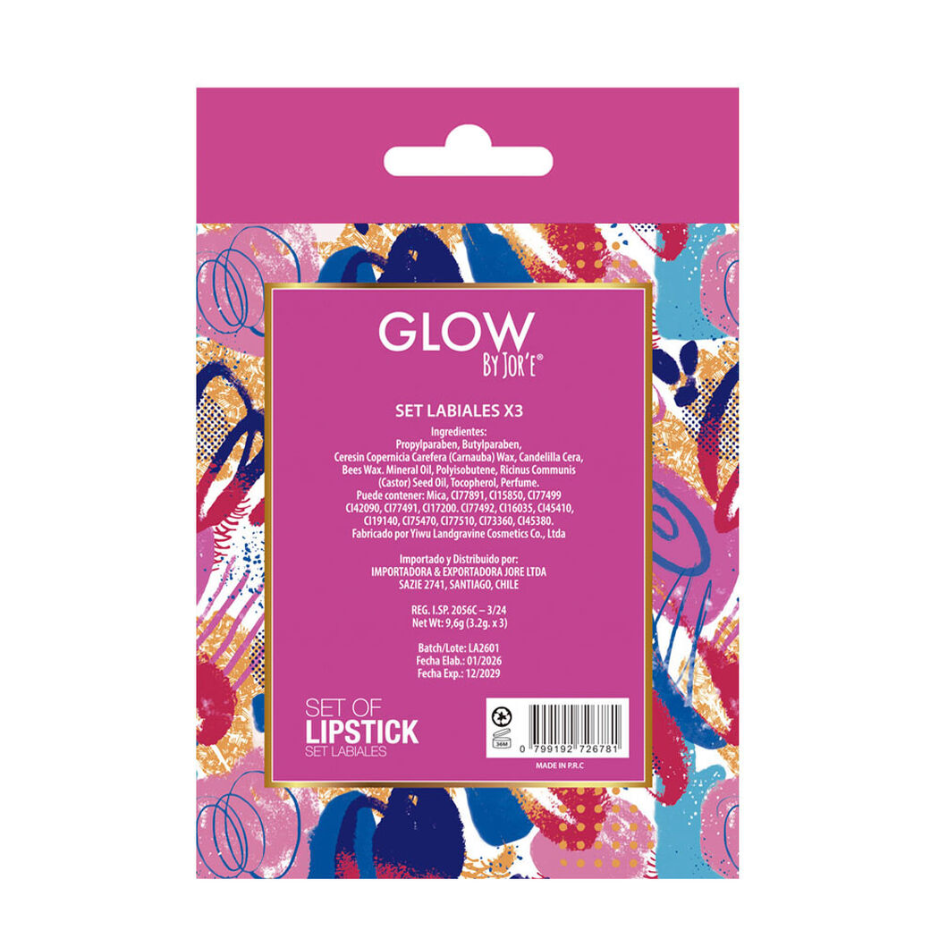 Set de labiales x3 unidades Glow by Jor'e, , large image number 1