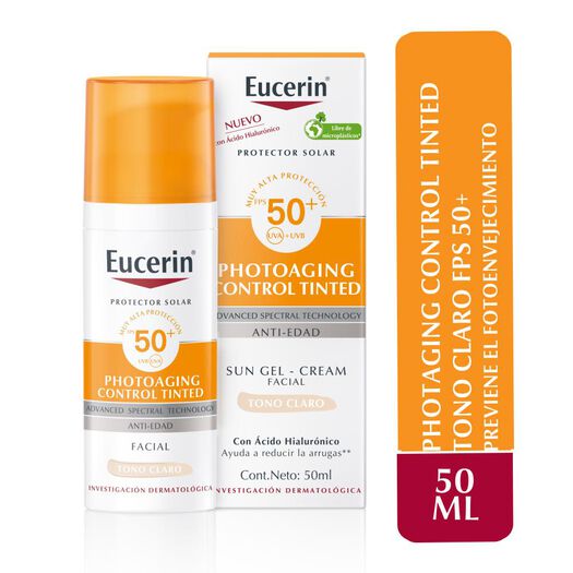Eucerin Sun Photoaging Control Tinted Facial Tono Claro Protector Solar Fps50+ 50 Ml, , large image number 0