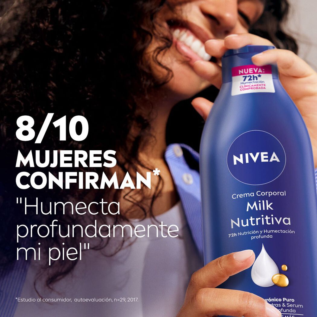 Crema Corporal Nivea Milk Nutritiva Extra Seca 400 ml, , large image number 4