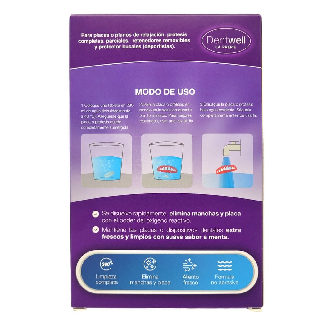 Dentwell Proclean Tabletas Limpiadoras de Aparatos Dentales, , large image number 1