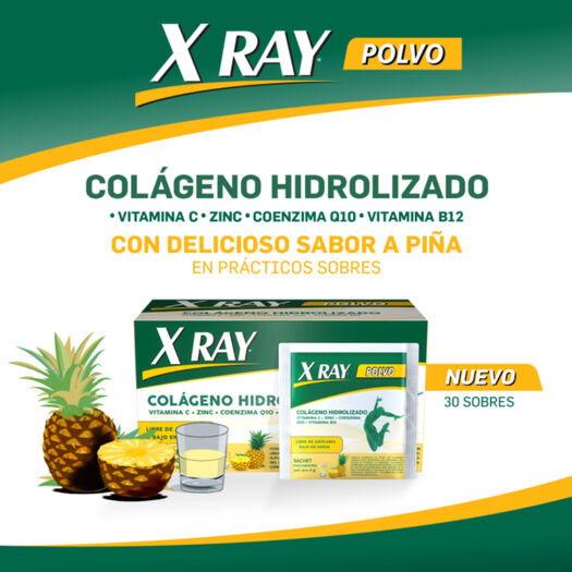X Ray Colageno Polvo Sabor Pina 30Sachet 10Gr, , large image number 1