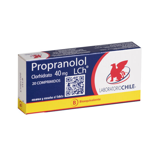 Propranolol 40 mg x 20 Comprimidos CHILE, , large image number 0