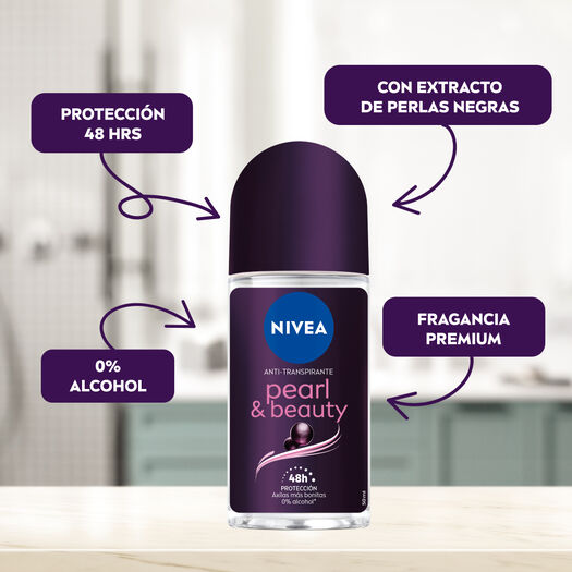 Desodorante Roll On Nivea Pearl & Beauty Black 50ml, , large image number 1