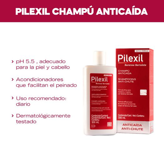 Pilexil Champu Anticaida x 300 mL Shampoo, , large image number 2