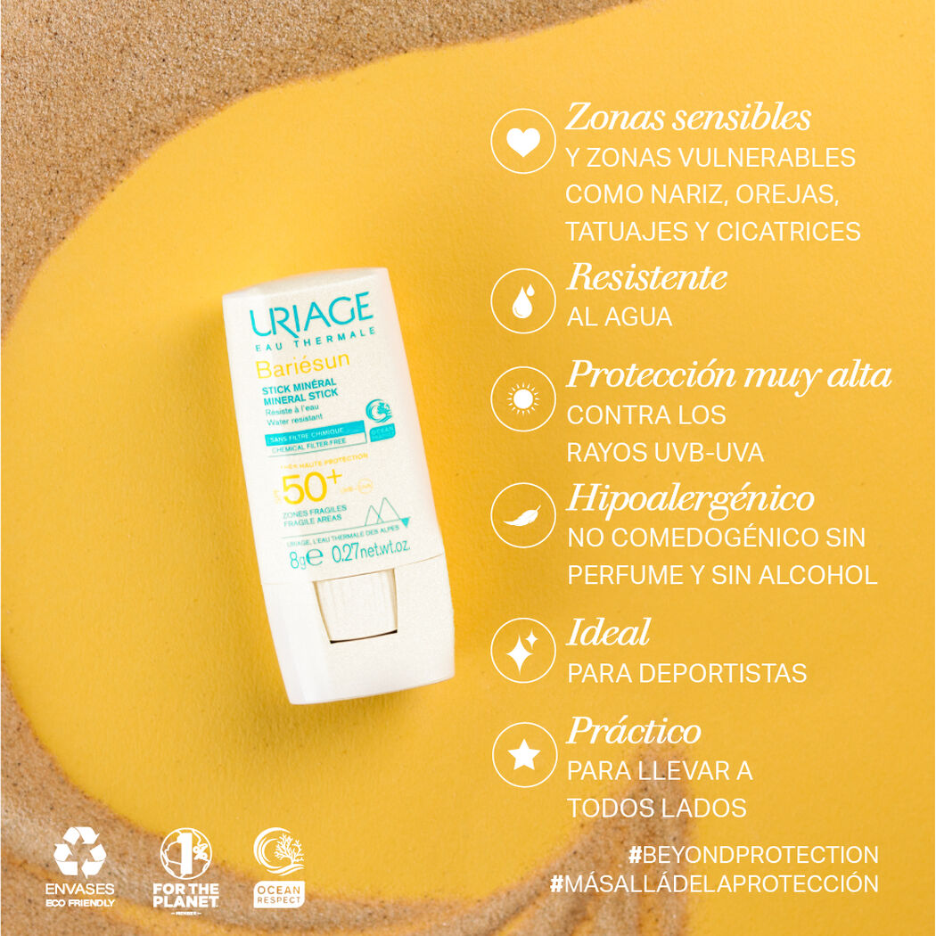 Protector Solar Uriage Bariesun Mineral Stick FPS 50+ 8 G, , large image number 3