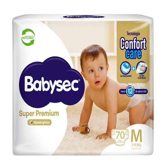 Pañal Babysec Super Premium M X 70 Un, , large image number 1