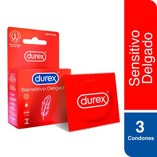 Durex Condones Sensitivo Delgado 3 unidades, , large image number 0