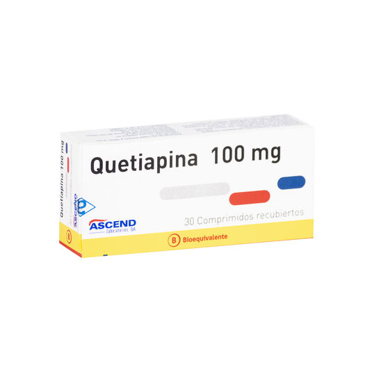 Quetiapina 100 mg x 30 Comprimidos Recubiertos ASCEND, , large image number 0