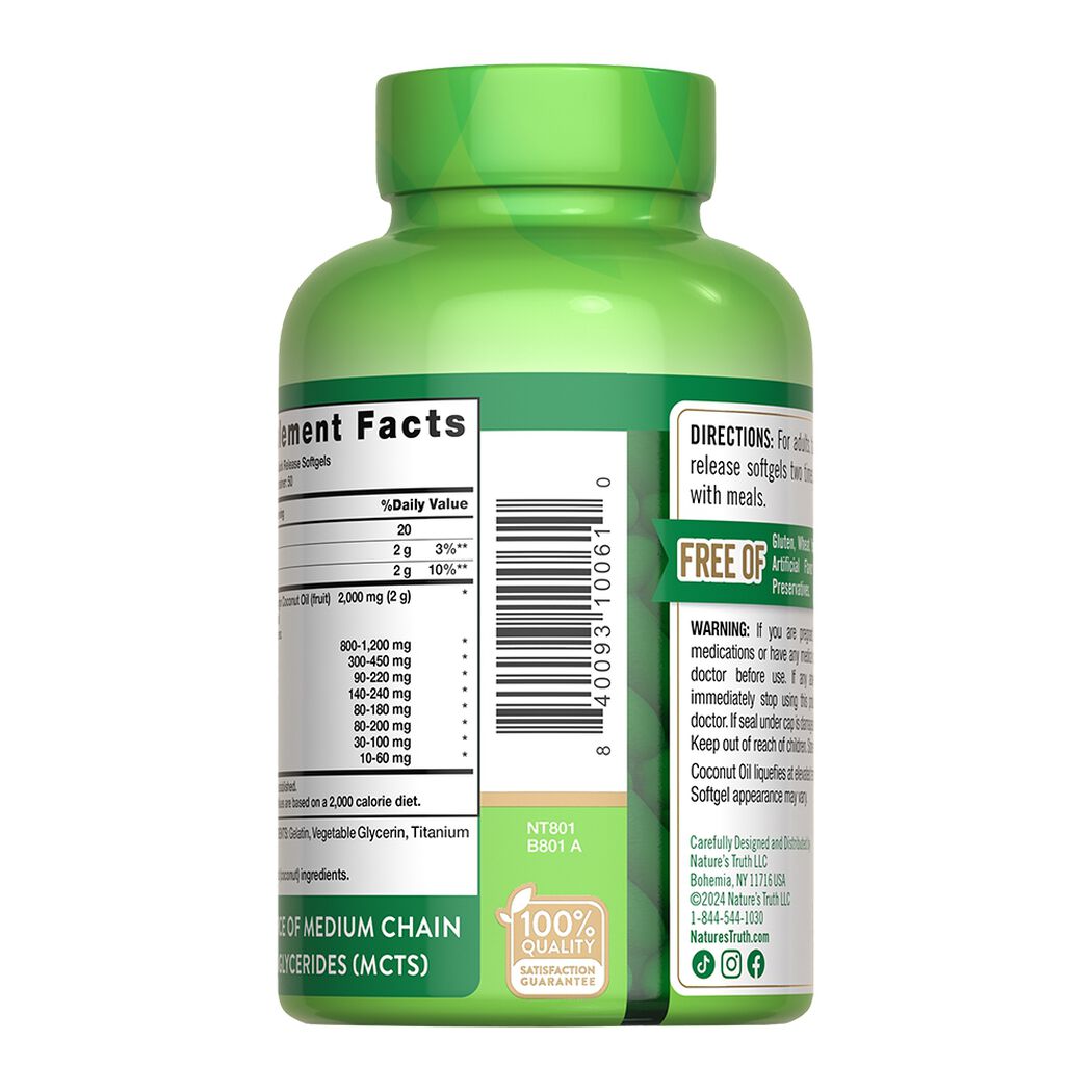 Nature&rsquo;s Truth Coconut Oil 2000 mg 100 C&aacute;psulas, , large image number 4