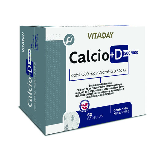 Vitaday Calcio + D 500 Mg 800 Ui 60 Cápsulas, , large image number 0