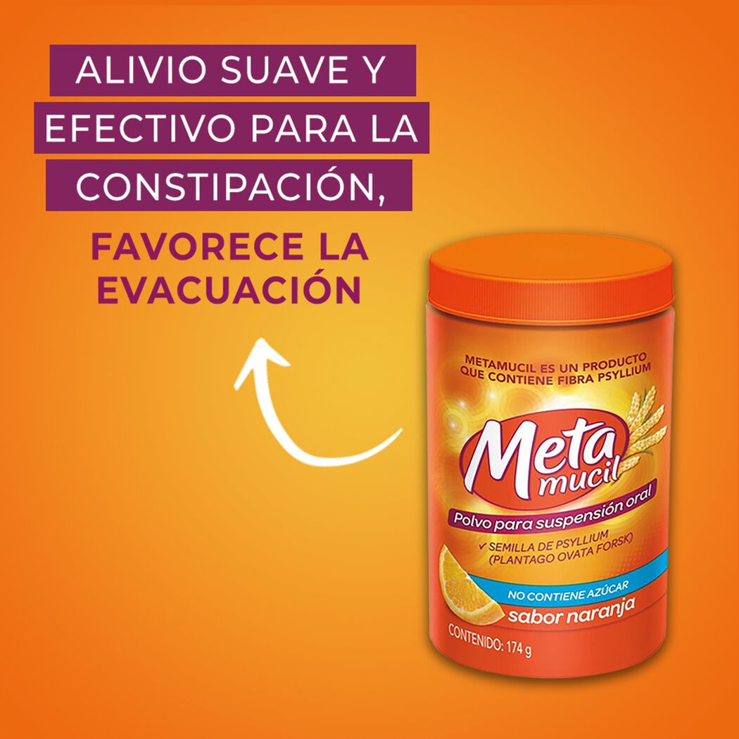 Metamucil Fibra Natural Soluble Sabor Naranja 174 g, , large image number 4