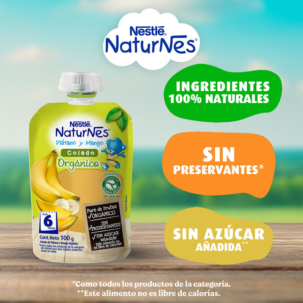 Compota Org&aacute;nica Pouch Naturnes Platano Mango 100 g, , large image number 2