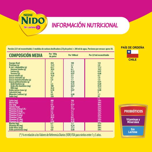 Fórmula Láctea Nido Etapa 1+ Sin Lactosa 1560g , , large image number 4