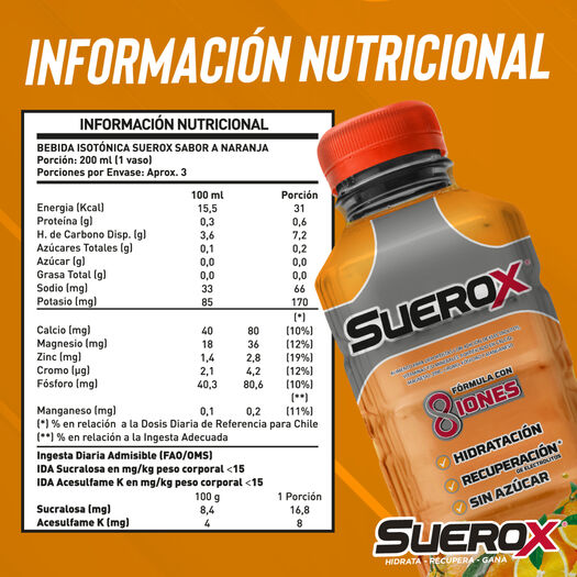 Suerox Naranja 630 ML, , large image number 1