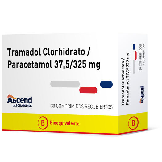 Tramadol/Paracetamol 325 mg/37.5 mg x 30 Comprimidos Recubiertos ASCEND, , large image number 0