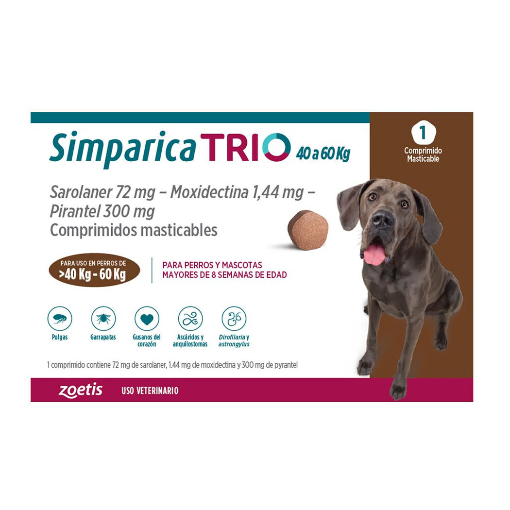 Vet Simparica Trio 40-60Kg 1Comp Mast, , large image number 0