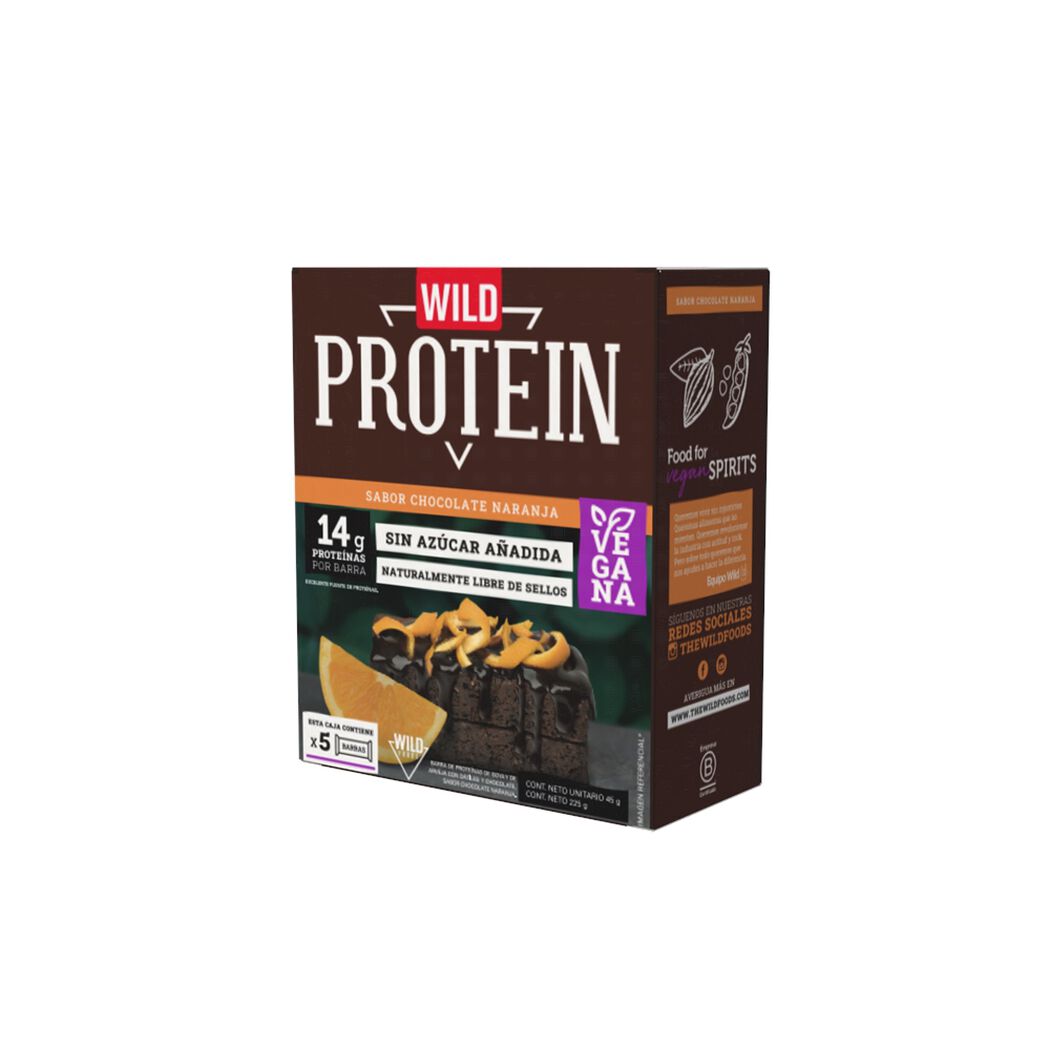 Wild Protein Vegan Chocolate Naranja 5un X 45g, , large image number 0