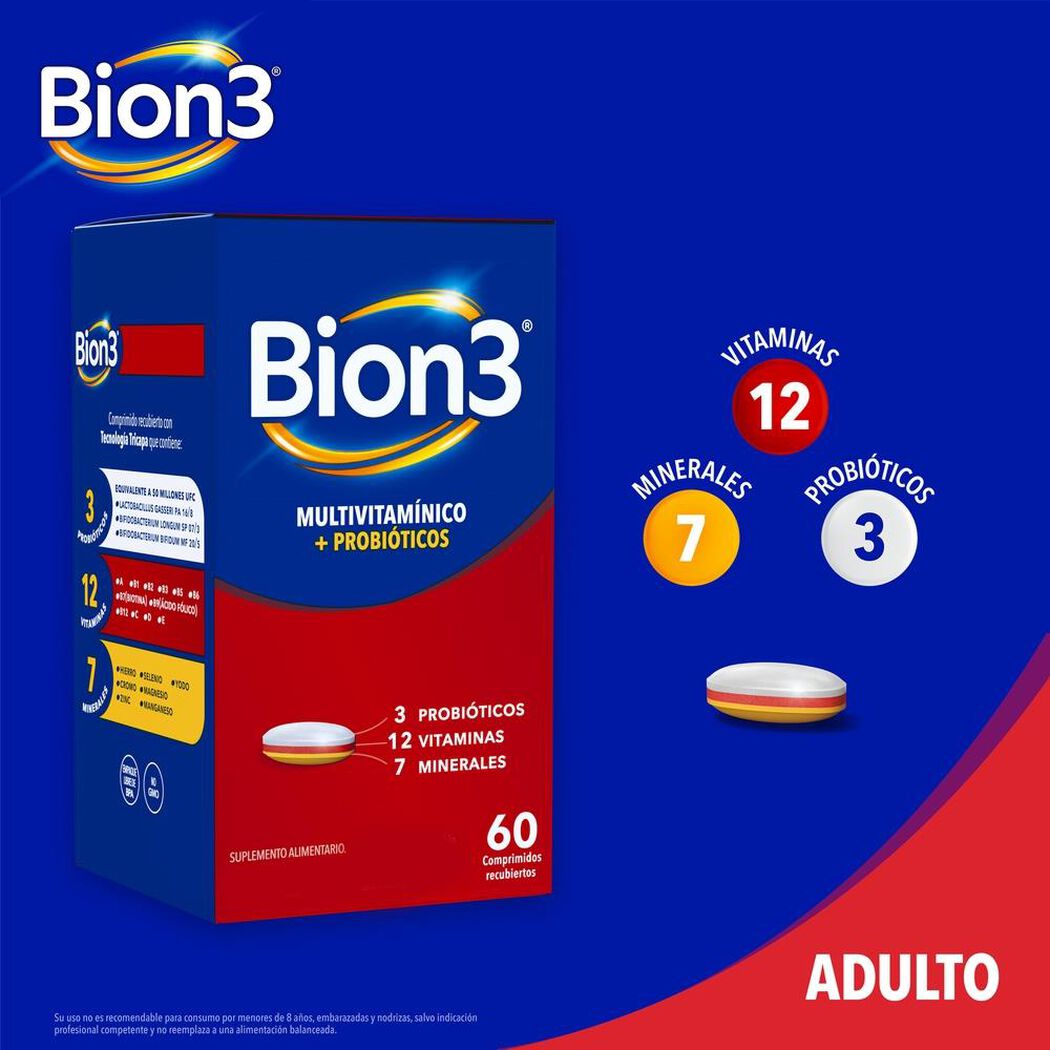Multivitamínico Bion 3 60 Comprimidos Recubiertos, , large image number 2