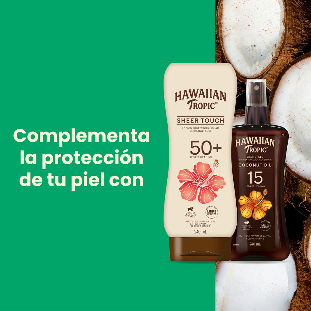Protector Solar Hawaiian Tropic Loci&oacute;n Ultra Radiance FPS 50+ 240 mL y Aceite Bronceador SPF 15 240 mL, , large image number 3