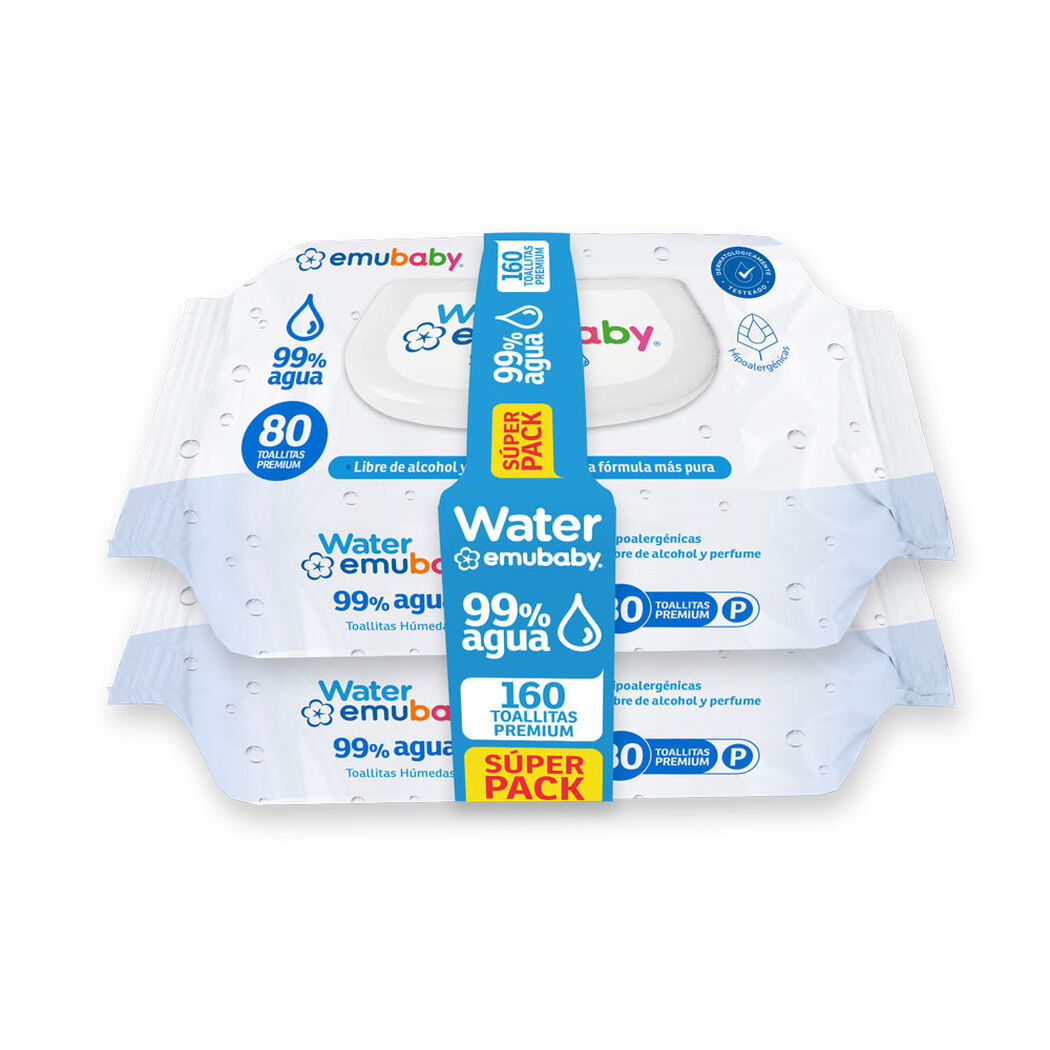 Toallas Húmedas Emubaby Water 160 un, , large image number 1