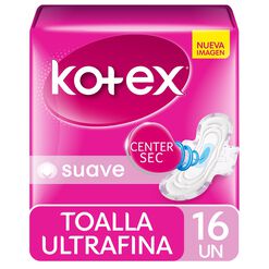 Toallas Higiénicas Kotex Ultrafina Suave Con Alas 16 un