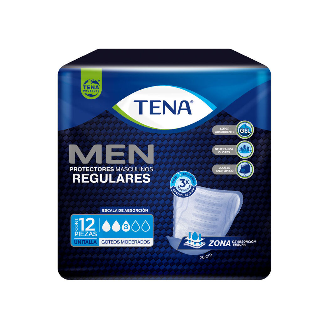 Protector Masculino Tena Regulares Incontinencia Leve 12 un, , large image number 1