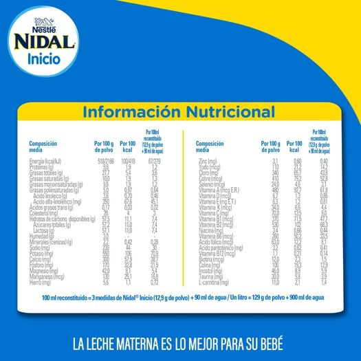 Fórmula Infantil Nidal Inicio Tarro 800 g, , large image number 2