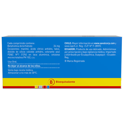 Vertifin Betahistina Diclorhidrato 24 mg 30 Comprimidos, , large image number 1