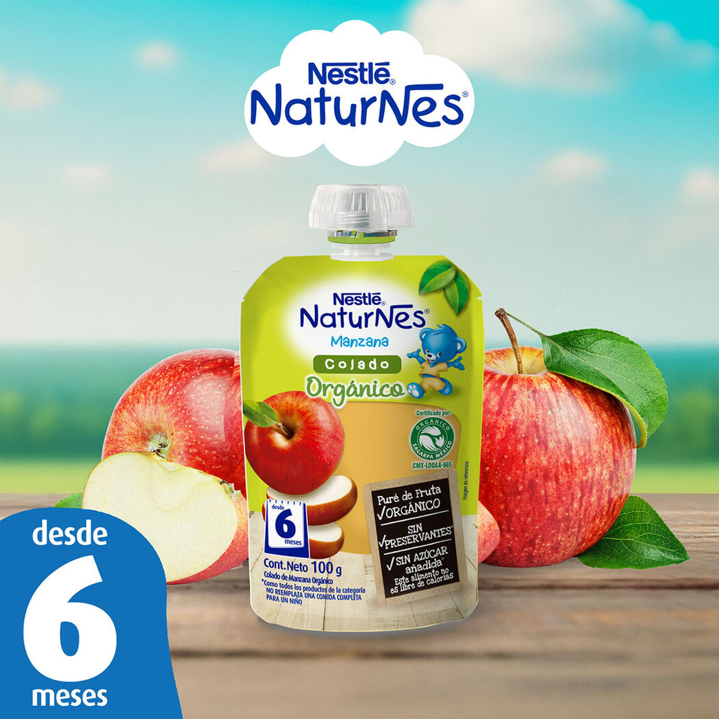 Compota Org&aacute;nica Pouch Naturnes Manzana 100 g, , large image number 1