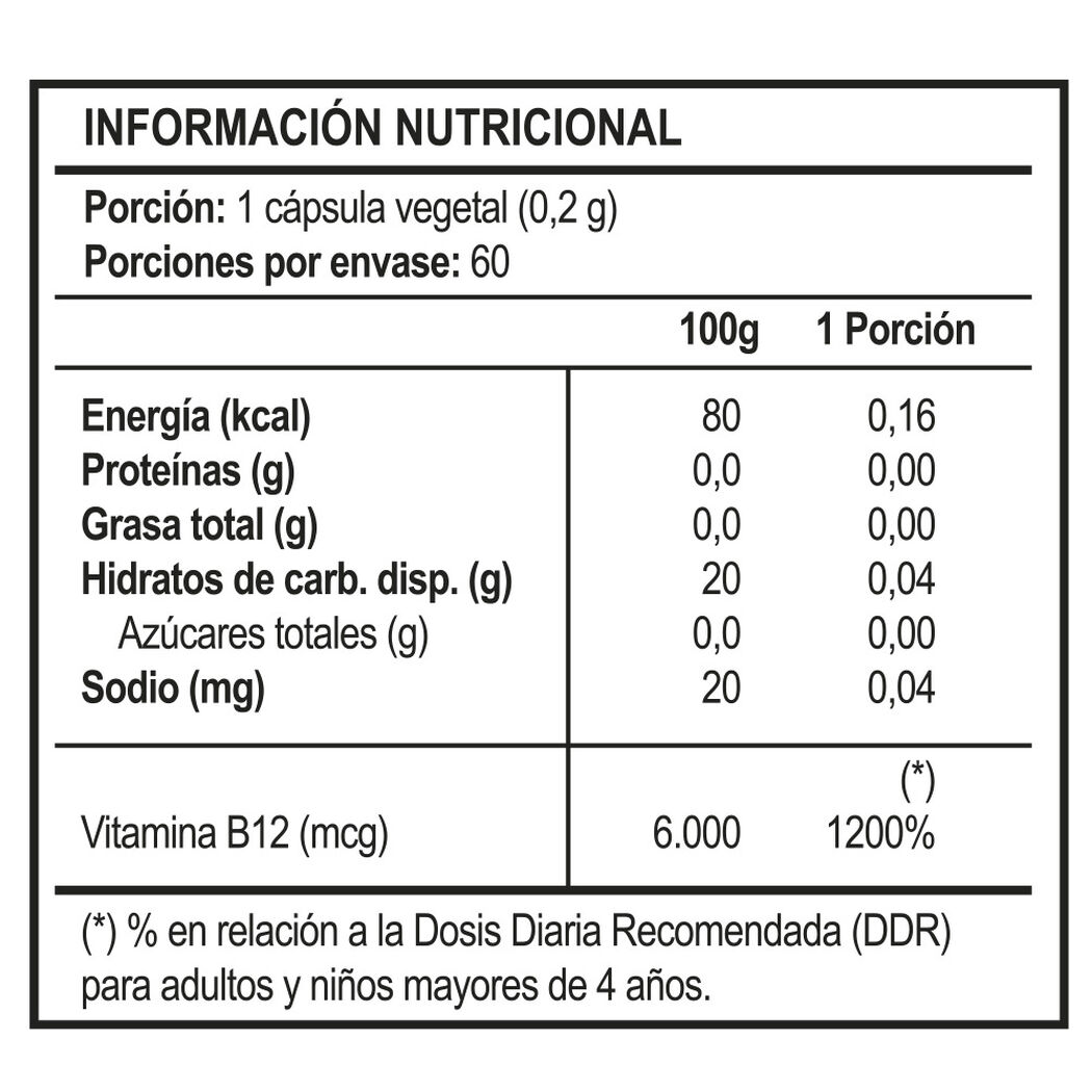 Vitaday Vitamina B12 12 Mcg 60 Cápsulas, , large image number 1
