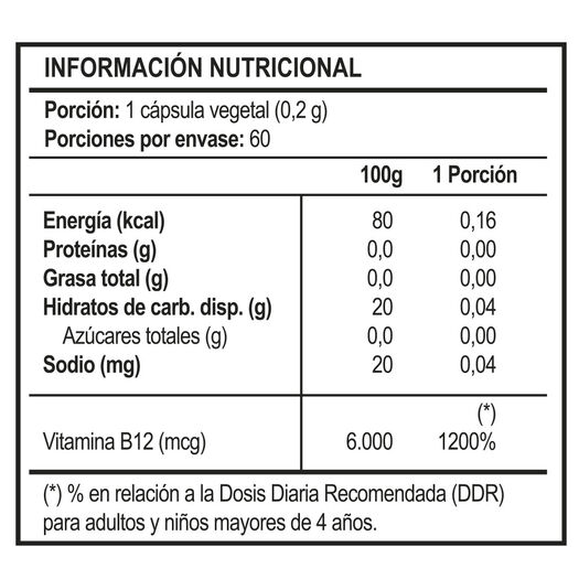 Vitaday Vitamina B12 12 Mcg 60 Cápsulas, , large image number 1