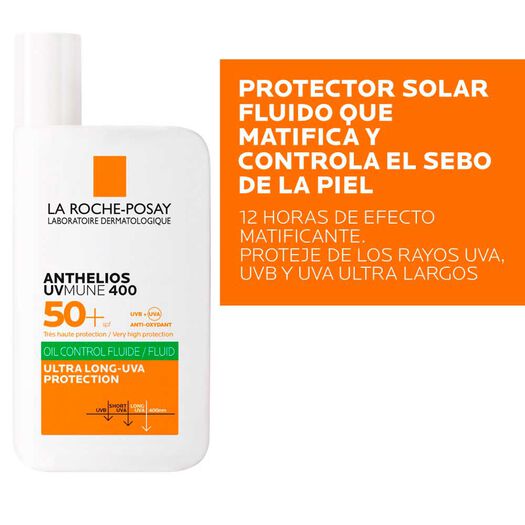 Protector Solar Facial Matificante La Roche Posay Anthelios Oil Correct  FPS50+ para Piel Grasa . 50ml