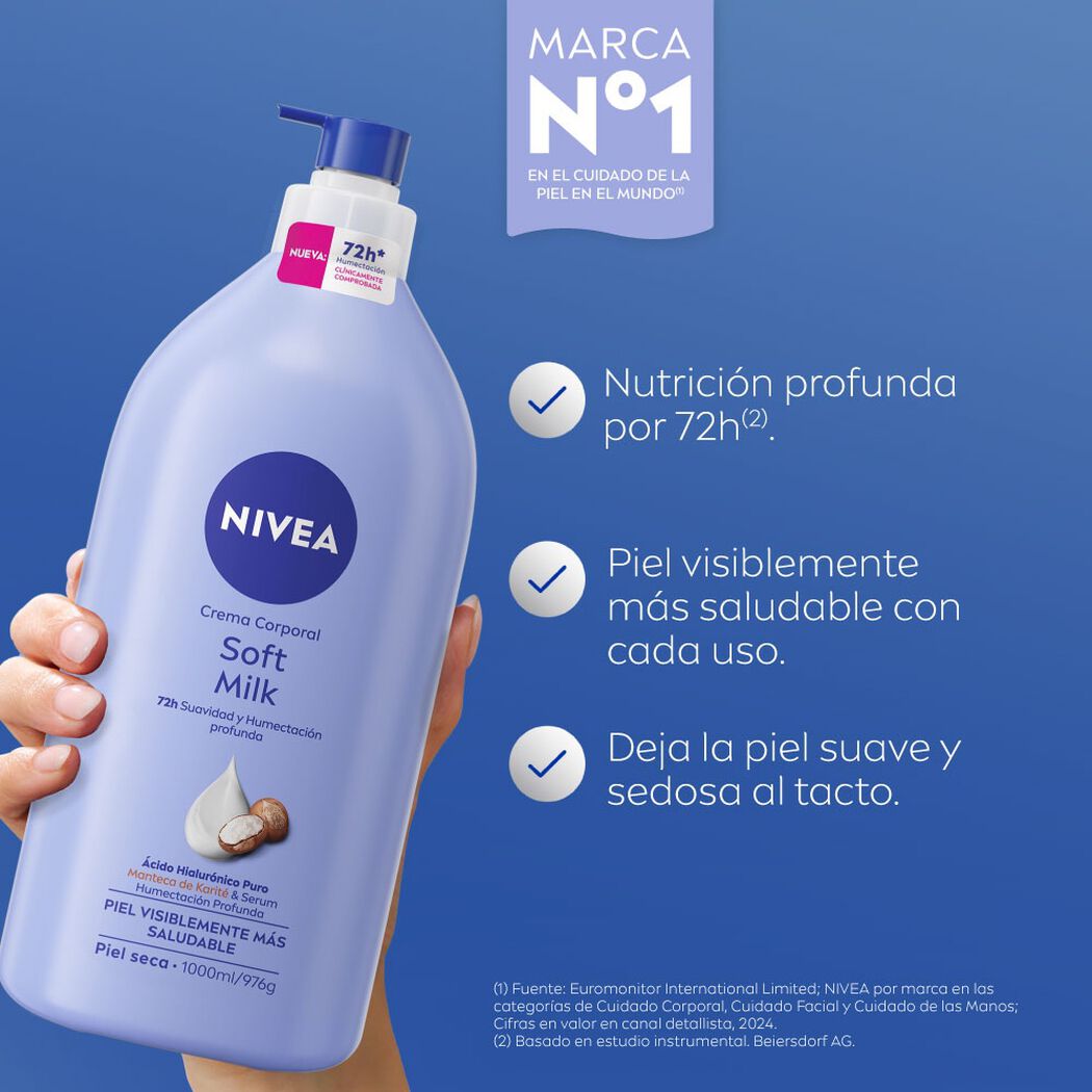 Crema Nivea Body Soft Milk 1000 mL, , large image number 1