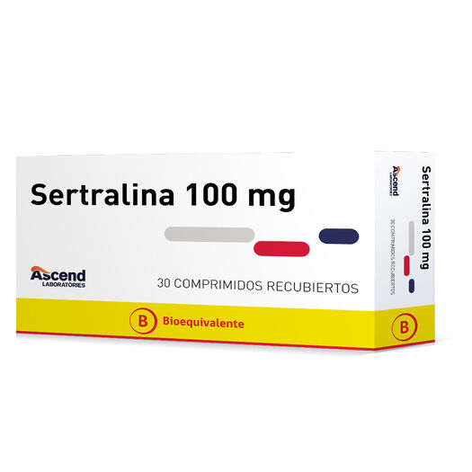 Sertralina 100 mg x 30 Comprimidos Recubiertos ASCEND, , large image number 0