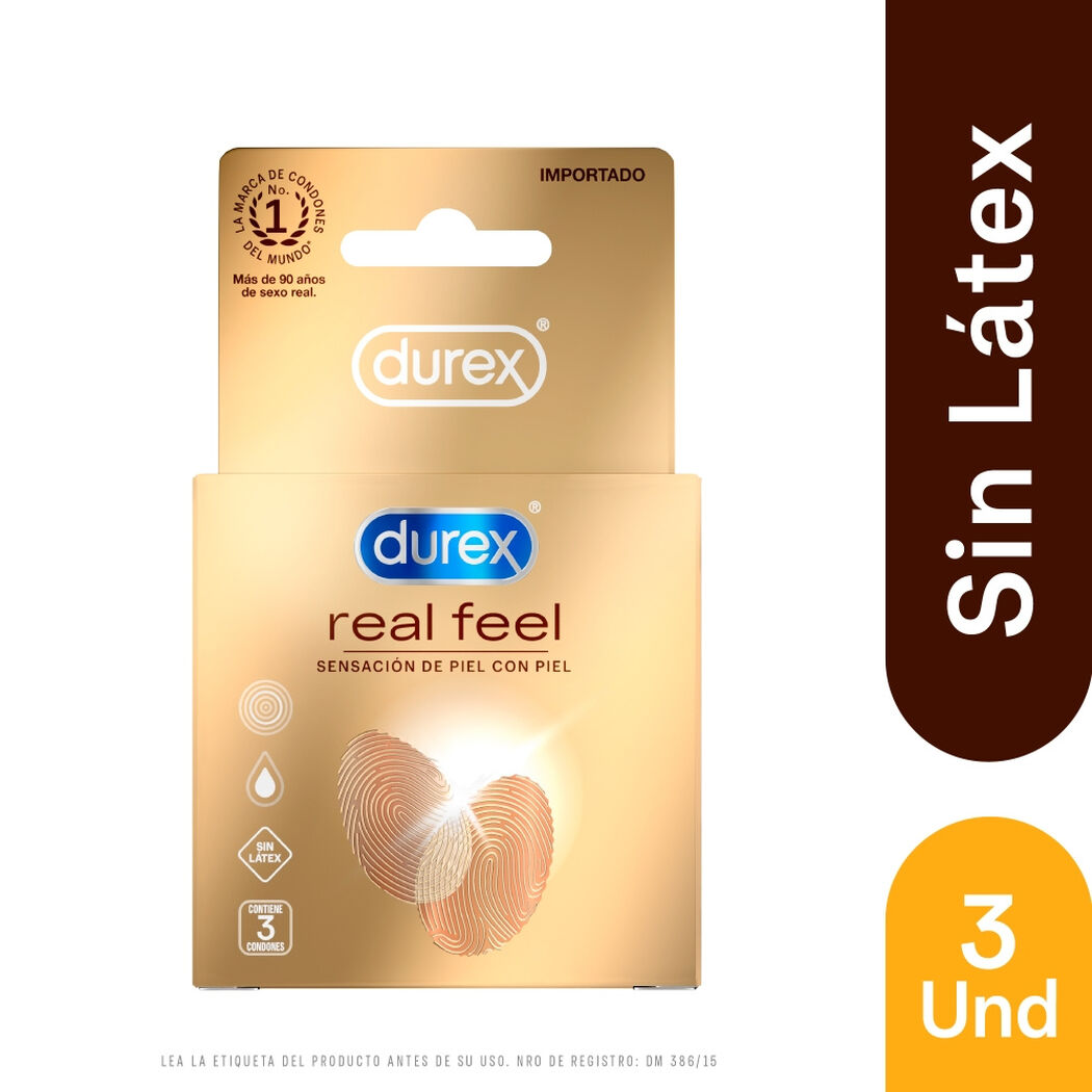 Durex Condones Real Feel 3 unidades, , large image number 0