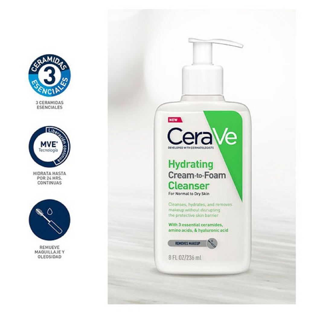 Limpiador Cerave Hidratante Espuma 236 mL, , large image number 3