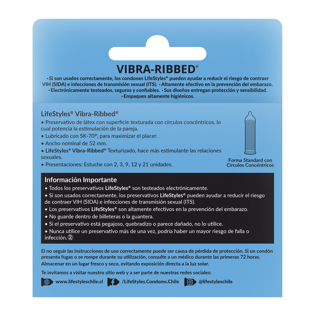 Preservativos Lifestyles Vibra Ribbed Stimula 9 Unidades, , large image number 1