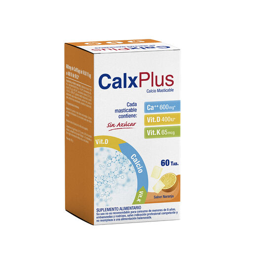 Calxplus Naranja Calcio Masticable 60 Tabletas, , large image number 0