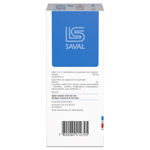 Eurovir Forte 400 mg/5 mL x 100 mL Suspensión Oral, , large image number 1