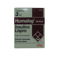 Insulina Humalog 100 UI/mL Solucion Inyectable x 5 Cartuchos 3 mL